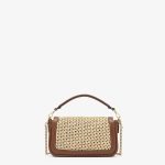 Baguette Mini Brown Leather and Macramé Bag - Image 3